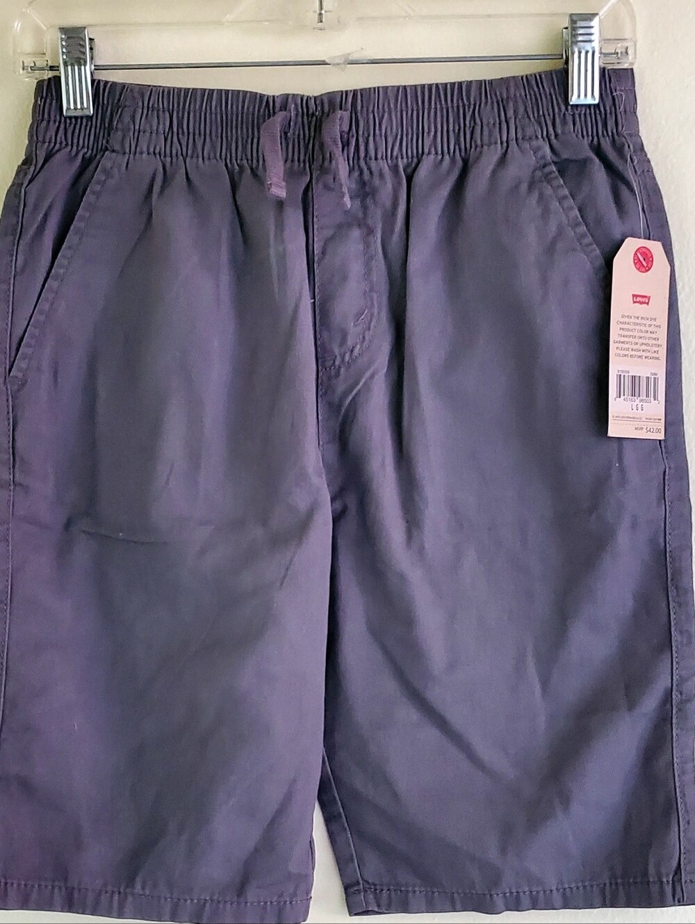Levi's Kids  Drawstring Elastic-Waist Shorts in Deep Gray Color